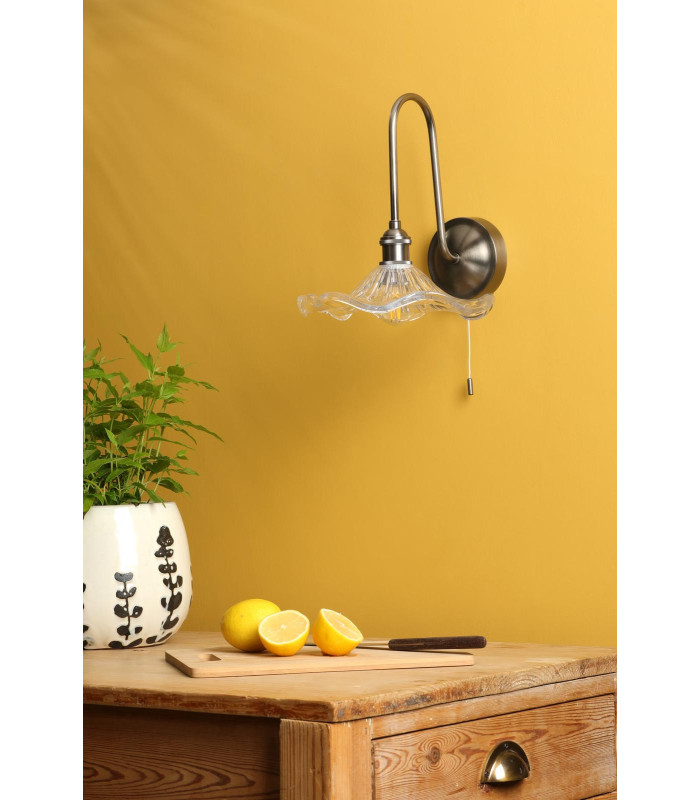 Hadano Wall Light Antique Chrome and Glass-3