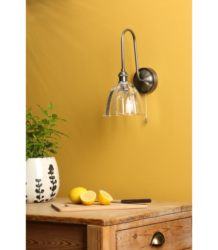 Hadano Wall Light Antique Chrome and Glass-3