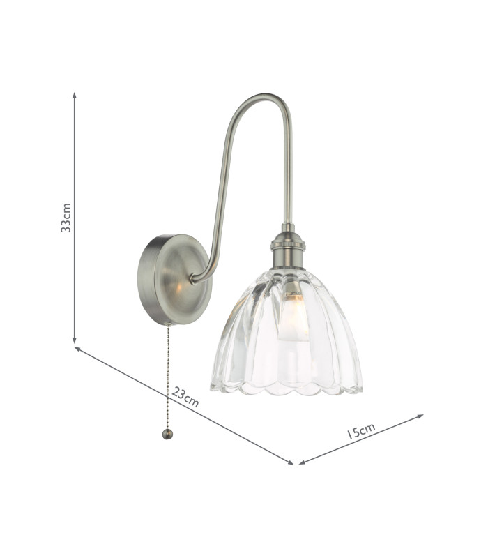 Hadano Wall Light Antique Chrome and Glass-4