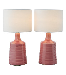 Inci Twin Pack Table Lamp Pink With Shade-1