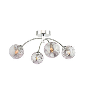 Izzy 4 Light Semi Flush Ceiling Polished Chrome With Closed Organic Smoked Glass