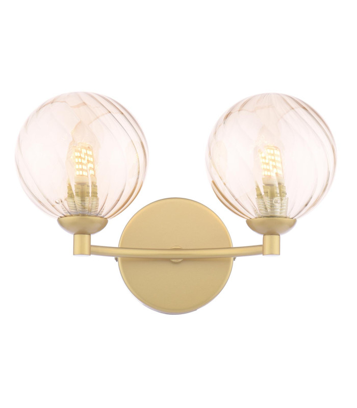 Izzy Wall Light Matt Gold With Twisted Amber Glass