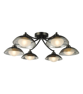 Kadience 6 Light Semi-Flush Satin Black and Smoked Glass-1