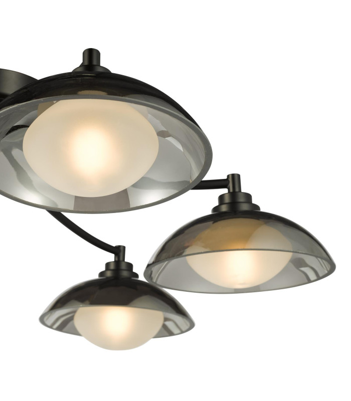 Kadience 6 Light Semi-Flush Satin Black and Smoked Glass-7