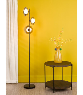 Kadience 3 Light Floor Lamp Satin Black and Smoked Glass-2