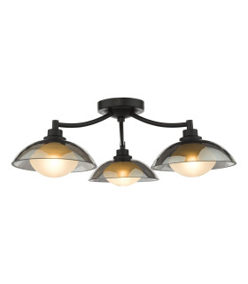 Kadience 3 Light Semi-Flush Satin Black and Smoked Glass-1