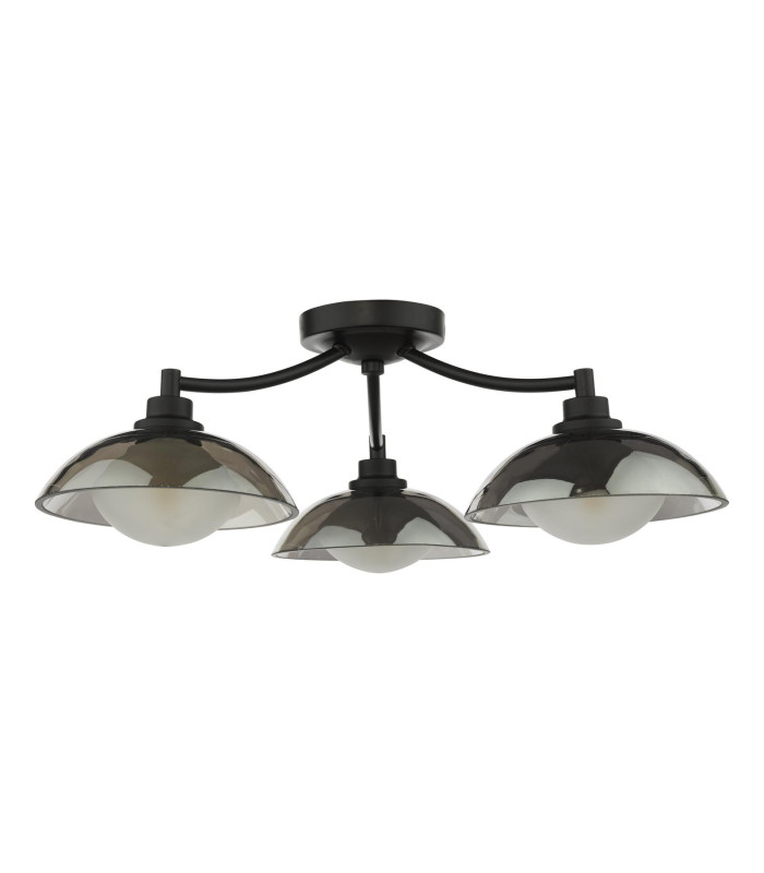Kadience 3 Light Semi-Flush Satin Black and Smoked Glass-5