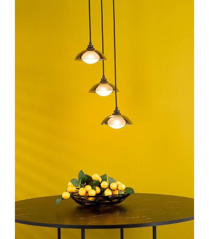 Kadience 3 Light Cluster Ceiling Pendant Satin Black and Smoked Glass-2
