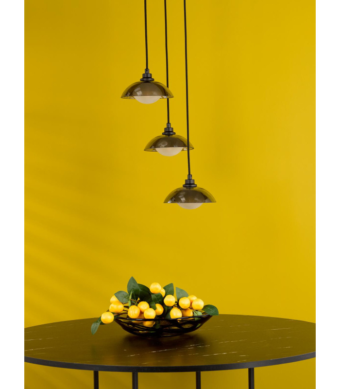Kadience 3 Light Cluster Ceiling Pendant Satin Black and Smoked Glass-3