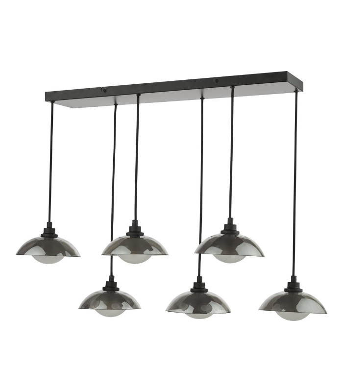 Kadience 6 Light Bar Ceiling Pendant Satin Black and Smoked Glass-5