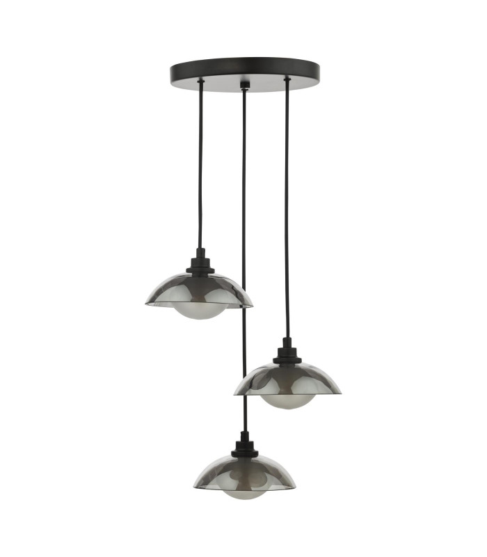Kadience 3 Light Cluster Ceiling Pendant Satin Black and Smoked Glass-5