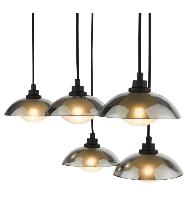 Kadience 6 Light Bar Ceiling Pendant Satin Black and Smoked Glass-7