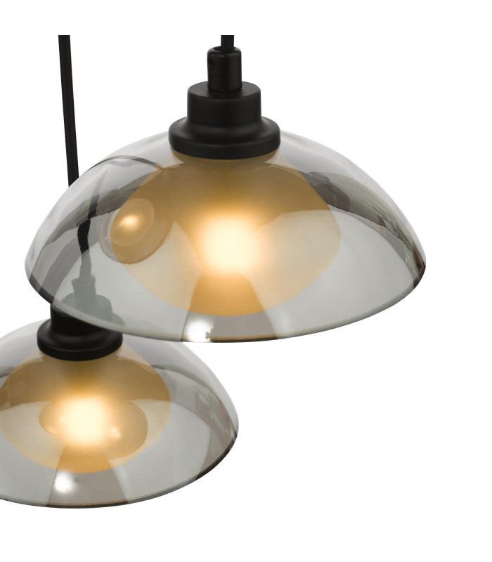 Kadience 3 Light Cluster Ceiling Pendant Satin Black and Smoked Glass-7