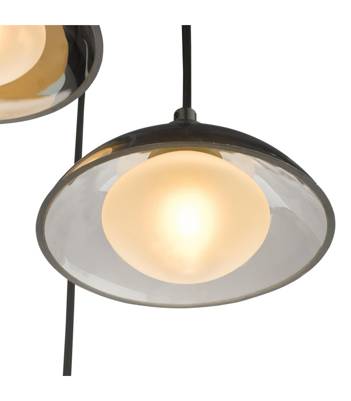 Kadience 3 Light Cluster Ceiling Pendant Satin Black and Smoked Glass-8
