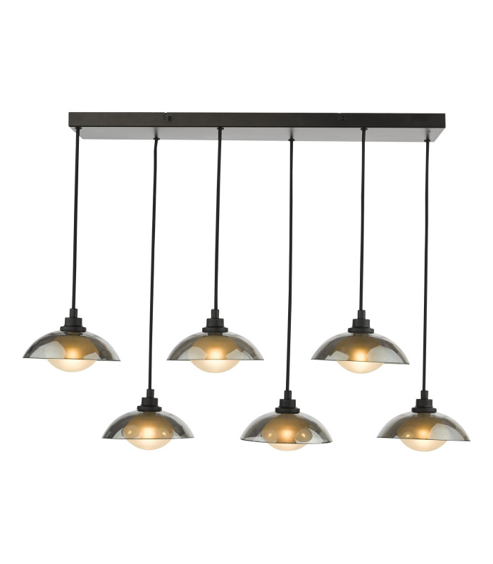 Kadience 6 Light Bar Ceiling Pendant Satin Black and Smoked Glass-9