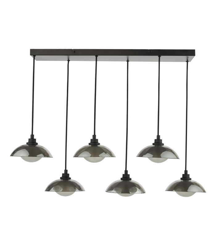 Kadience 6 Light Bar Ceiling Pendant Satin Black and Smoked Glass-10