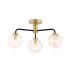 Lainey 3 Light Semi-Flush Matt Black and Antique Brass With Closed Organic Amber Glass