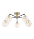 Lainey 5 Light Semi-Flush Matt Black and Antique Brass With Closed Organic Amber Glass