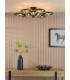 Lynette 9 Light Semi-Flush Satin Black With Closed Organic Smoked Glass-2