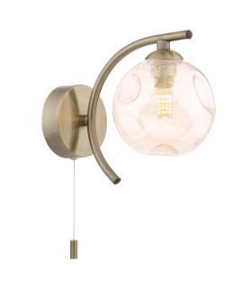 Nakita Wall Light Antique Brass With Closed Organic Amber Glass