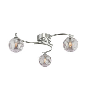 Nakita 3 Light Semi Flush Ceiling Polished Chrome With Closed Organic Smoked Glass