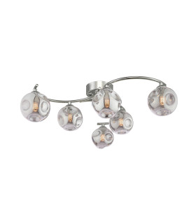 Nakita 6 Light Semi Flush Ceiling Polished Chrome With Closed Organic Smoked Glass