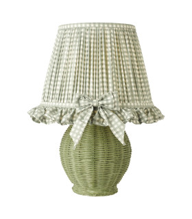 Omer Table Lamp Matt Green and Antique Brass With Shade-1