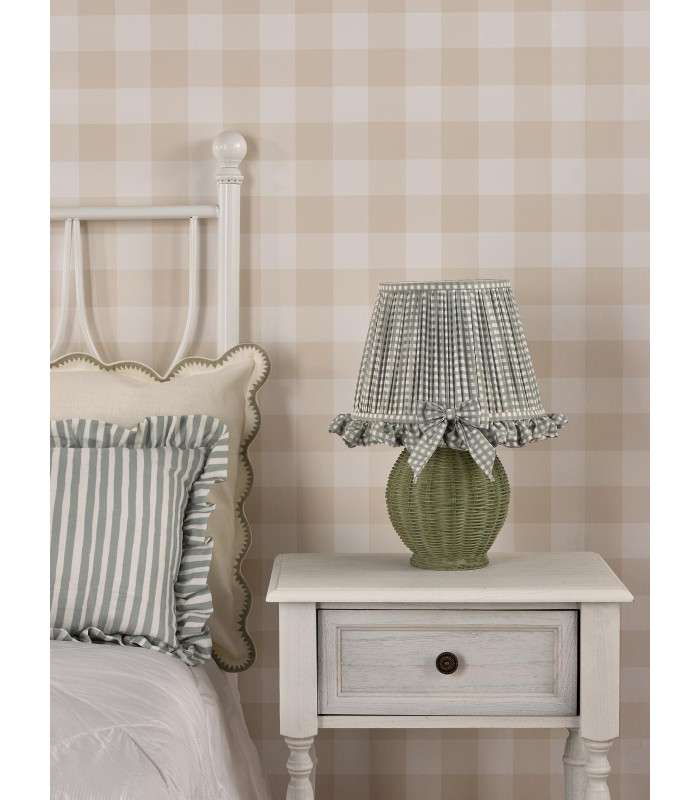 Omer Table Lamp Matt Green and Antique Brass With Shade-3