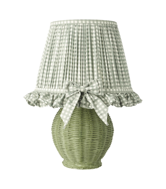 Omer Table Lamp Matt Green and Antique Brass With Shade-5