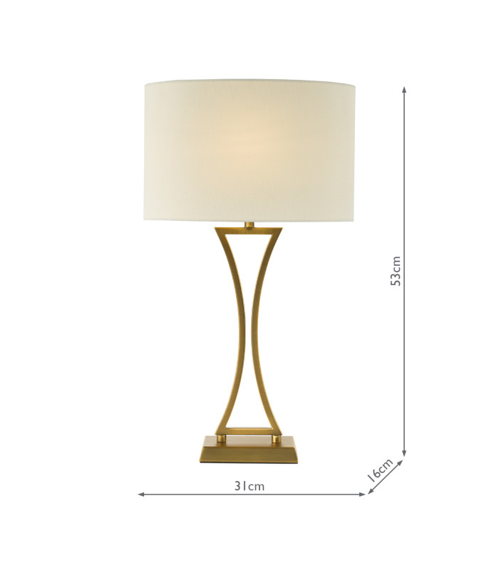 Oporto Table Lamp Aged Brass With Shade-6