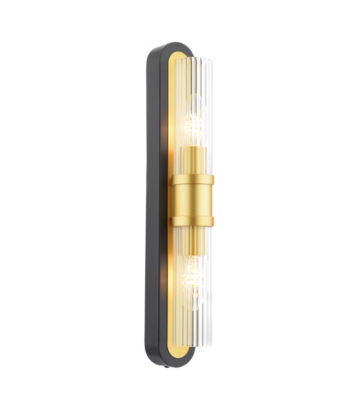 Rhian Wall Light Matt Black and Ribbed Glass-1