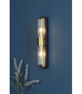 Rhian Wall Light Matt Black and Ribbed Glass-2