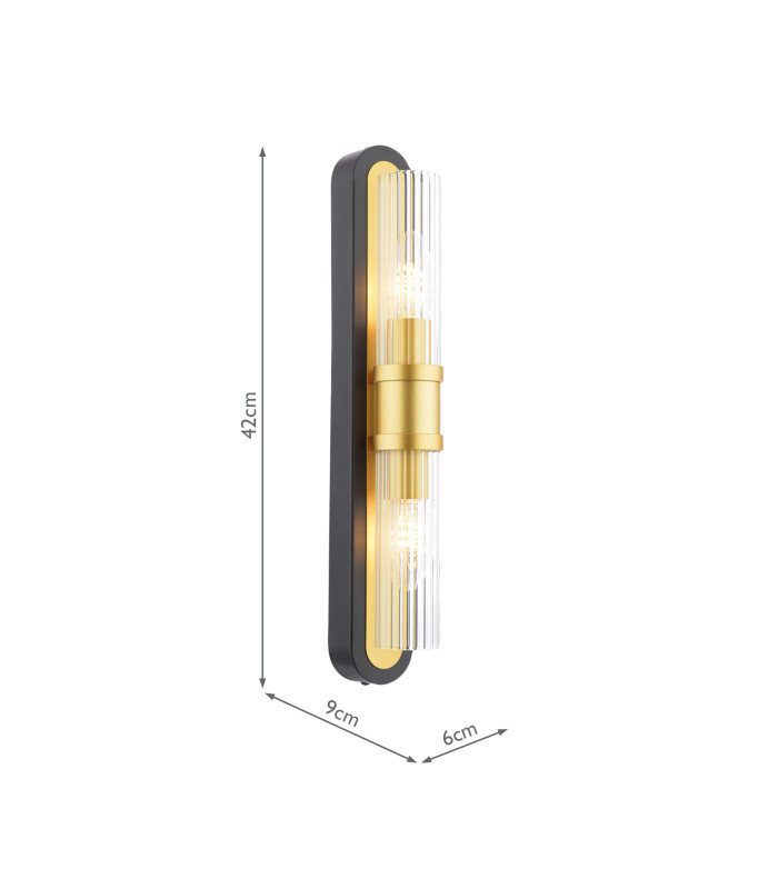 Rhian Wall Light Matt Black and Ribbed Glass-4