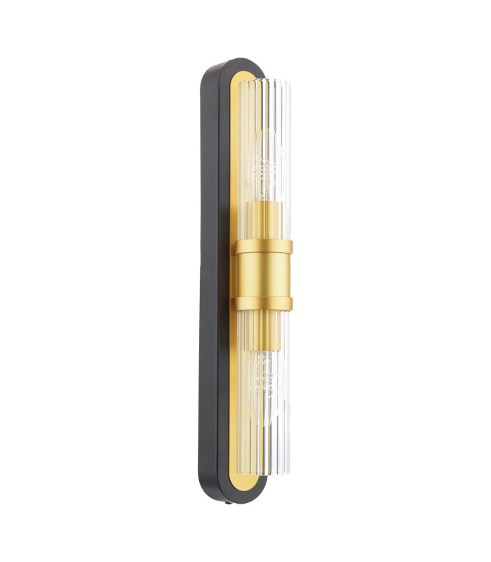 Rhian Wall Light Matt Black and Ribbed Glass-5