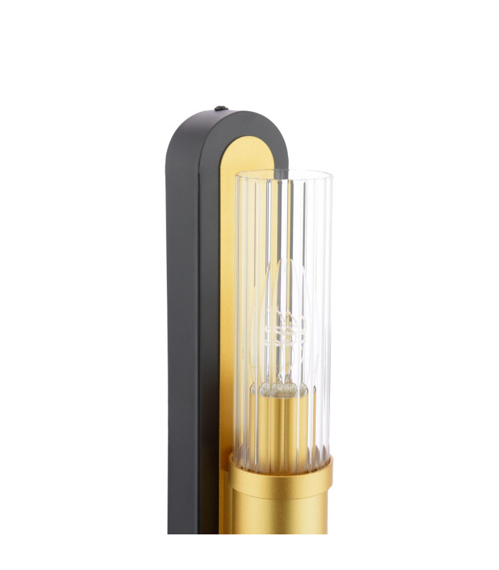 Rhian Wall Light Matt Black and Ribbed Glass-6