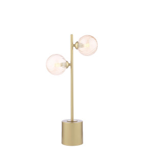 Spiral Table Lamp Matt Gold With Twisted Amber Glass