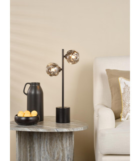 Spiral Table Lamp Matt Black With Closed Organic Smoked Glass-2