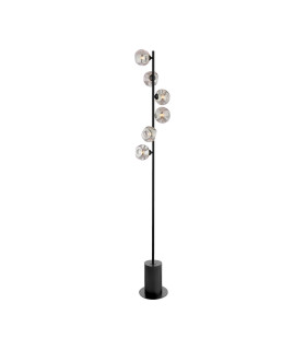 Spiral 6 Light Floor Lamp Matt Black With Closed Organic Smoked Glass-1