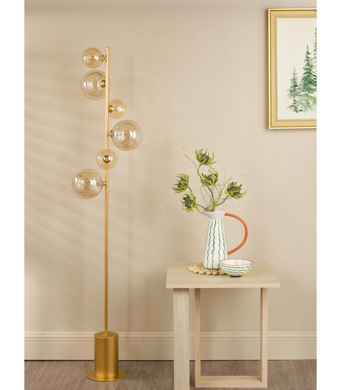 Spiral 6 Light Floor Lamp Matt Gold-3