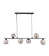 Spiral 6 Light Bar Ceiling Pendant Matt Black With Closed Organic Smoked Glass