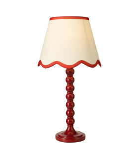 Spool Table Lamp Red With Shade-1