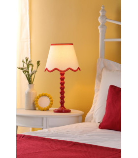 Spool Table Lamp Red With Shade-2