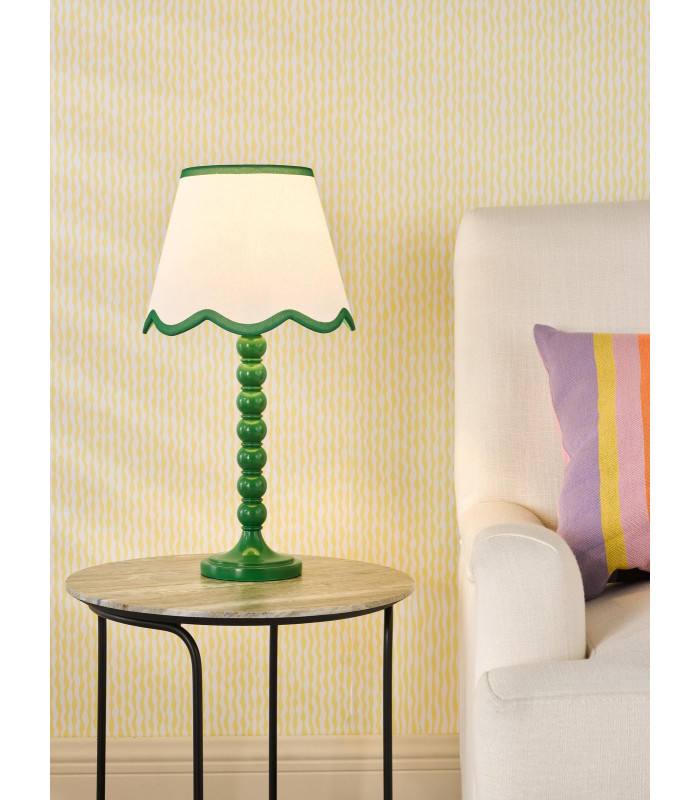 Spool Table Lamp Green With Shade-2