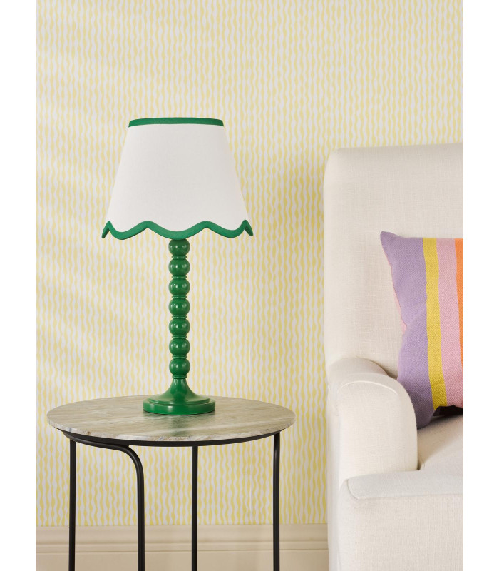 Spool Table Lamp Green With Shade-3