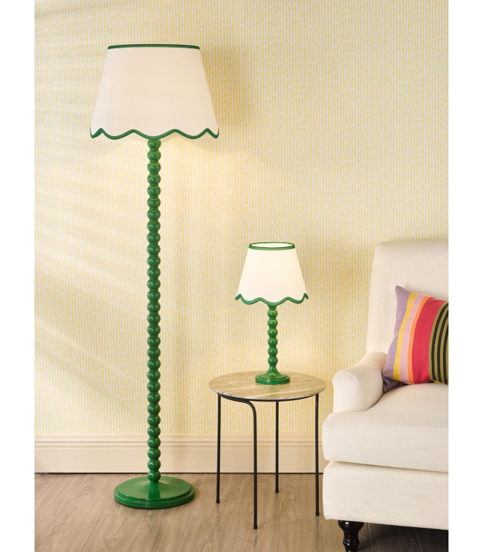 Spool Table Lamp Green With Shade-4