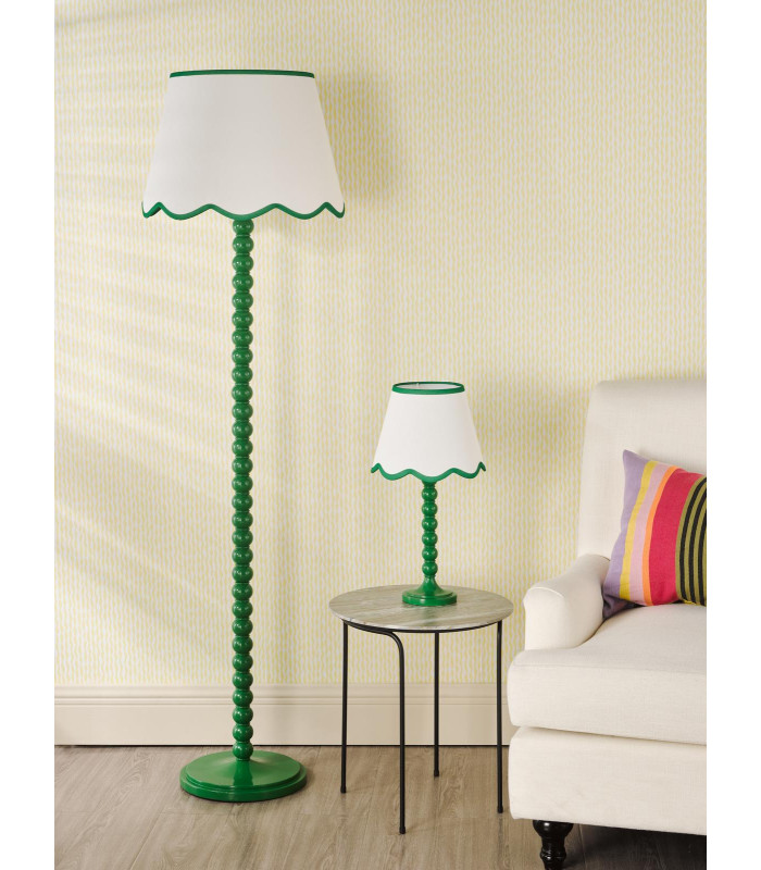 Spool Table Lamp Green With Shade-5
