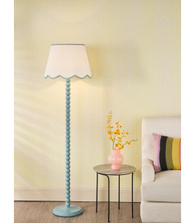 Spool Floor Lamp Blue With Shade-2