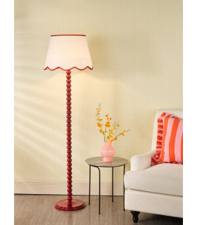 Spool Floor Lamp Red With Shade-2