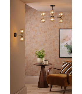 Takara 6 Light Semi-Flush Matt Black and Bronze With Twisted Amber Glass-2