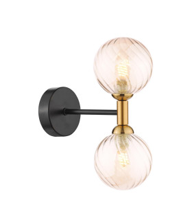 Takara Wall Light Matt Black and Bronze With Twisted Amber Glass-1